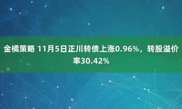 金橘策略 11月5日正川转债上涨0.96%，转股溢价率30.42%