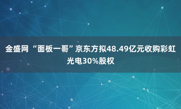金盛网 “面板一哥”京东方拟48.49亿元收购彩虹光电30%股权
